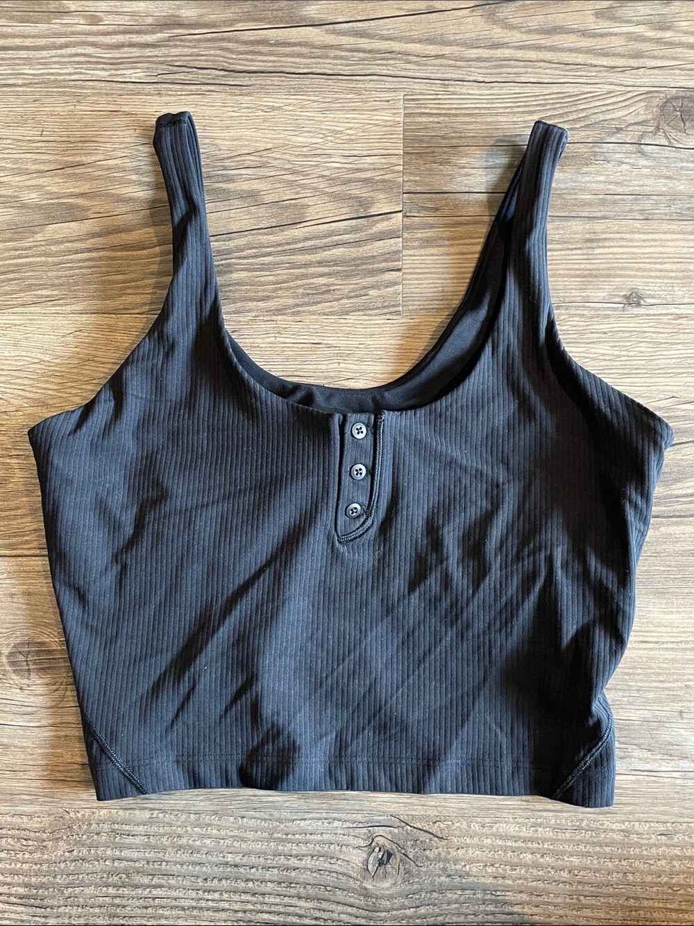 lululemon athletica Black Ribbed Align Henley Tank